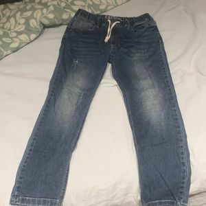 blue jean , jogger waistline with string.